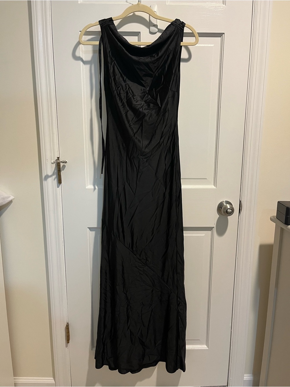 Amazon Black Satin Maxi Dress with Cowl Neck